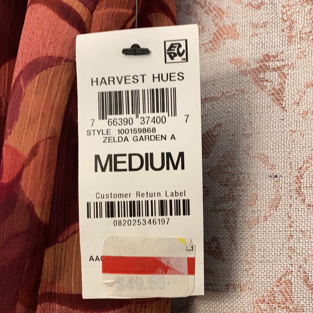 Women’s size M INC sleeveless blouse NWT . Harvest Hues. Ruffle detail at collar - Picture 2 of 7